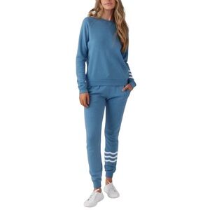 Sol Angeles Coastal Waves Pullover & Jogger Set Atlantic Size Small Loungewear